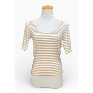 Faherty pinstripe soft cotton knit top - Brown and Cream size Small NWT MSRP $79